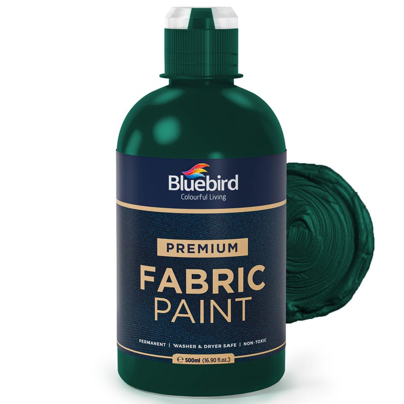 BLUEBIRD Fabric Paint, Pthalo Green, 16.9 Fl Oz, Permanent Fabric Paints for Clothes, Furniture Upholstery - Image 1